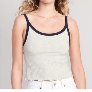 Fitted lettuce edge cropped tank top